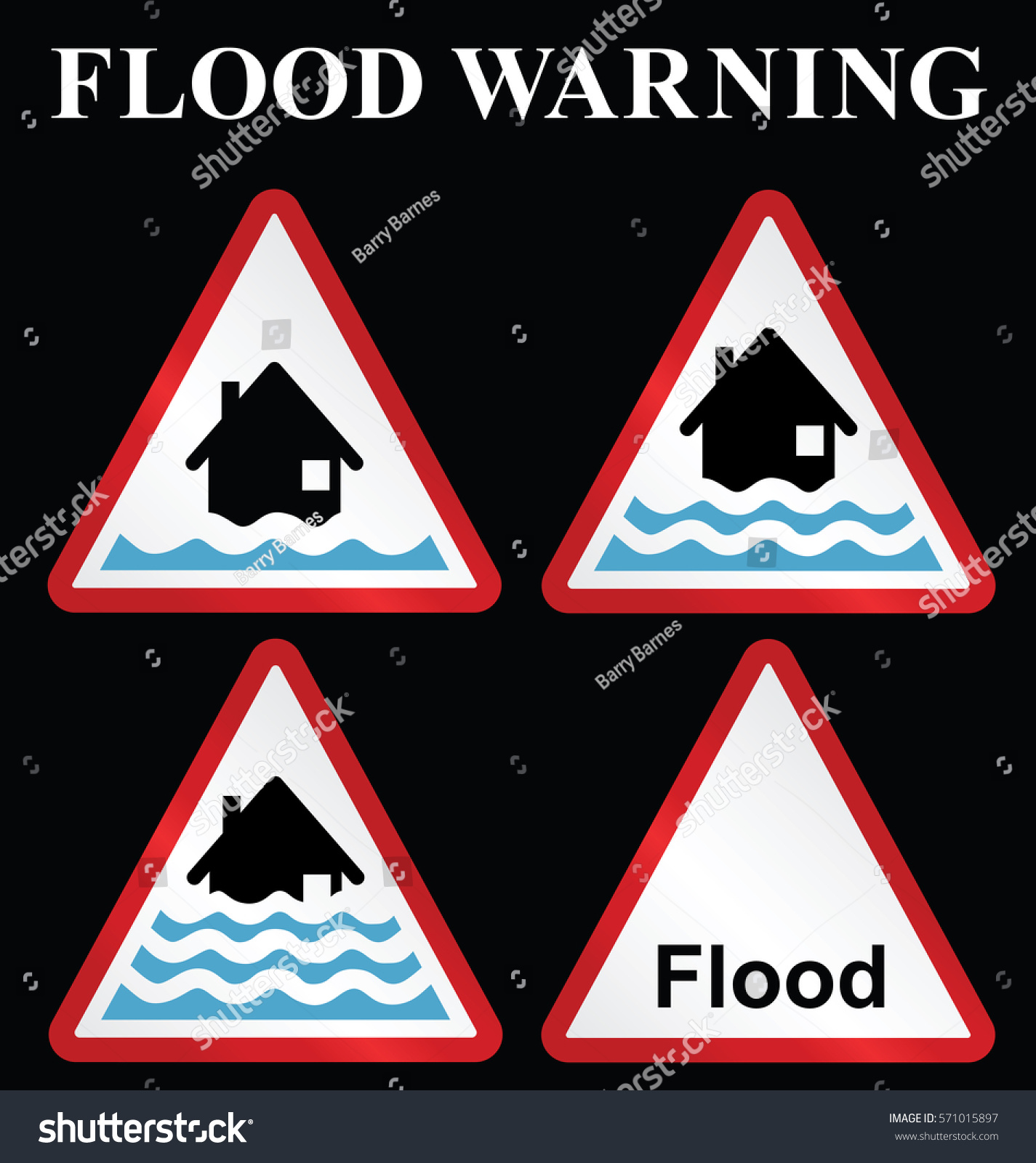 Flood Alert Flood Warning Severe Flood Stock Vector (Royalty Free