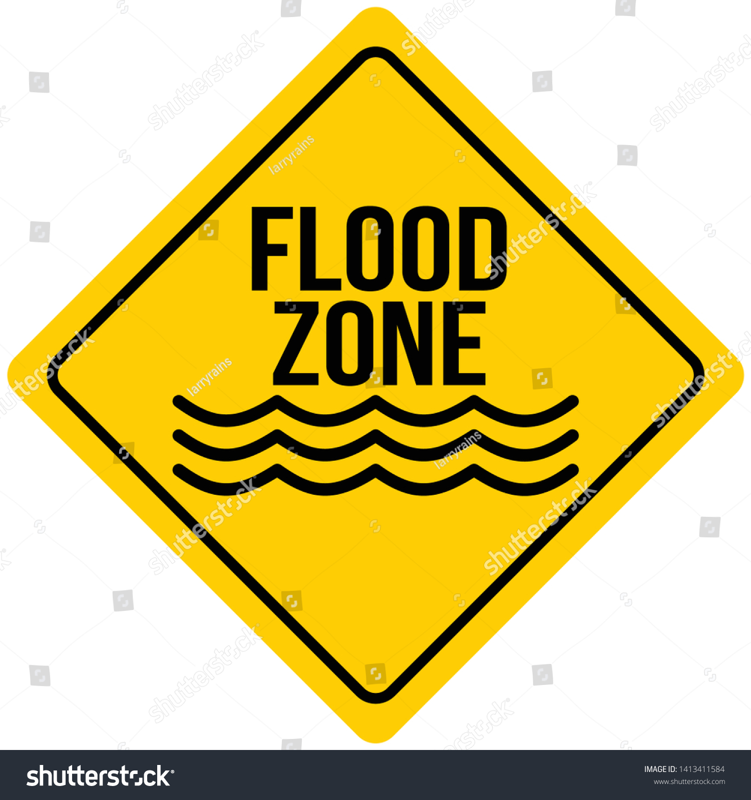 Flood Zone Sign Cartoon Illustration Flash Stock Vector Royalty Free