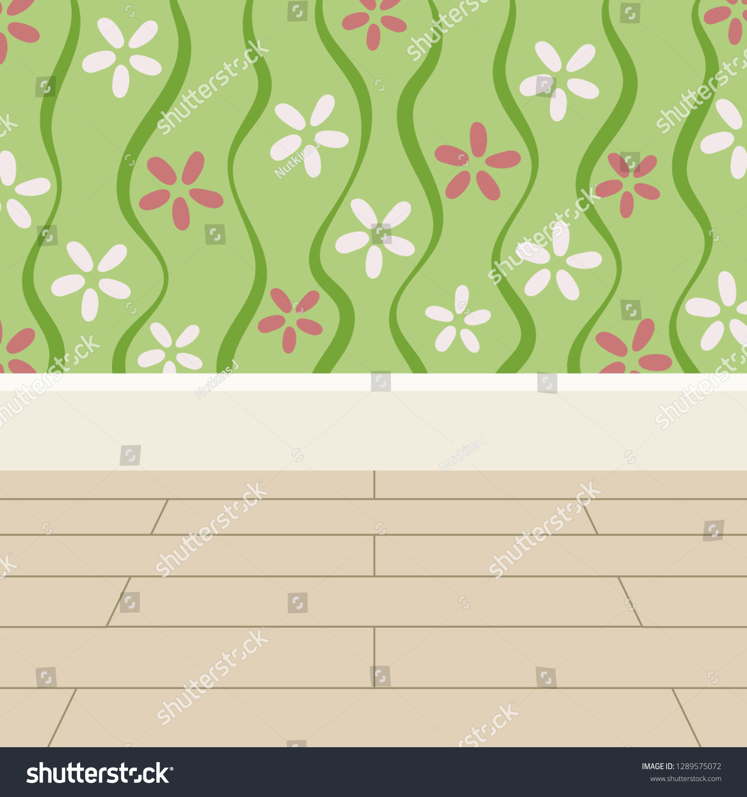 Floor Wall Empty Interior Wood Floor Stock Vector (Royalty Free