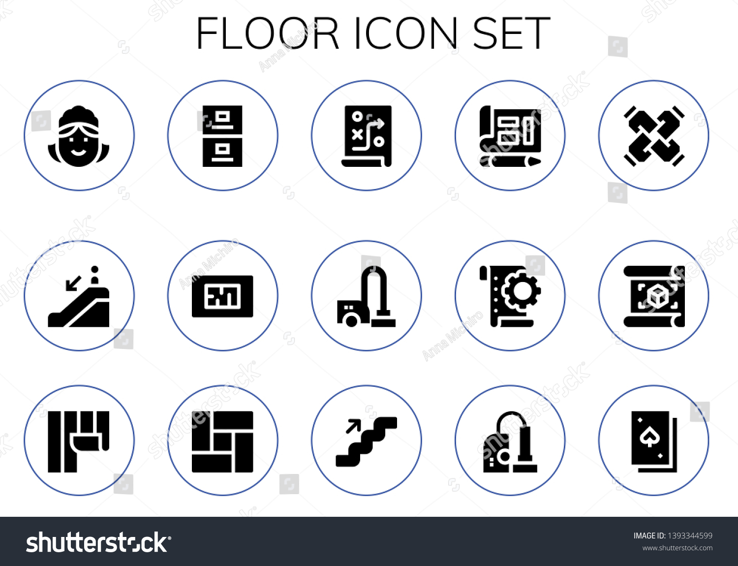 Floor Icon Set 15 Filled Floor Stock Vector Royalty Free 1393344599
