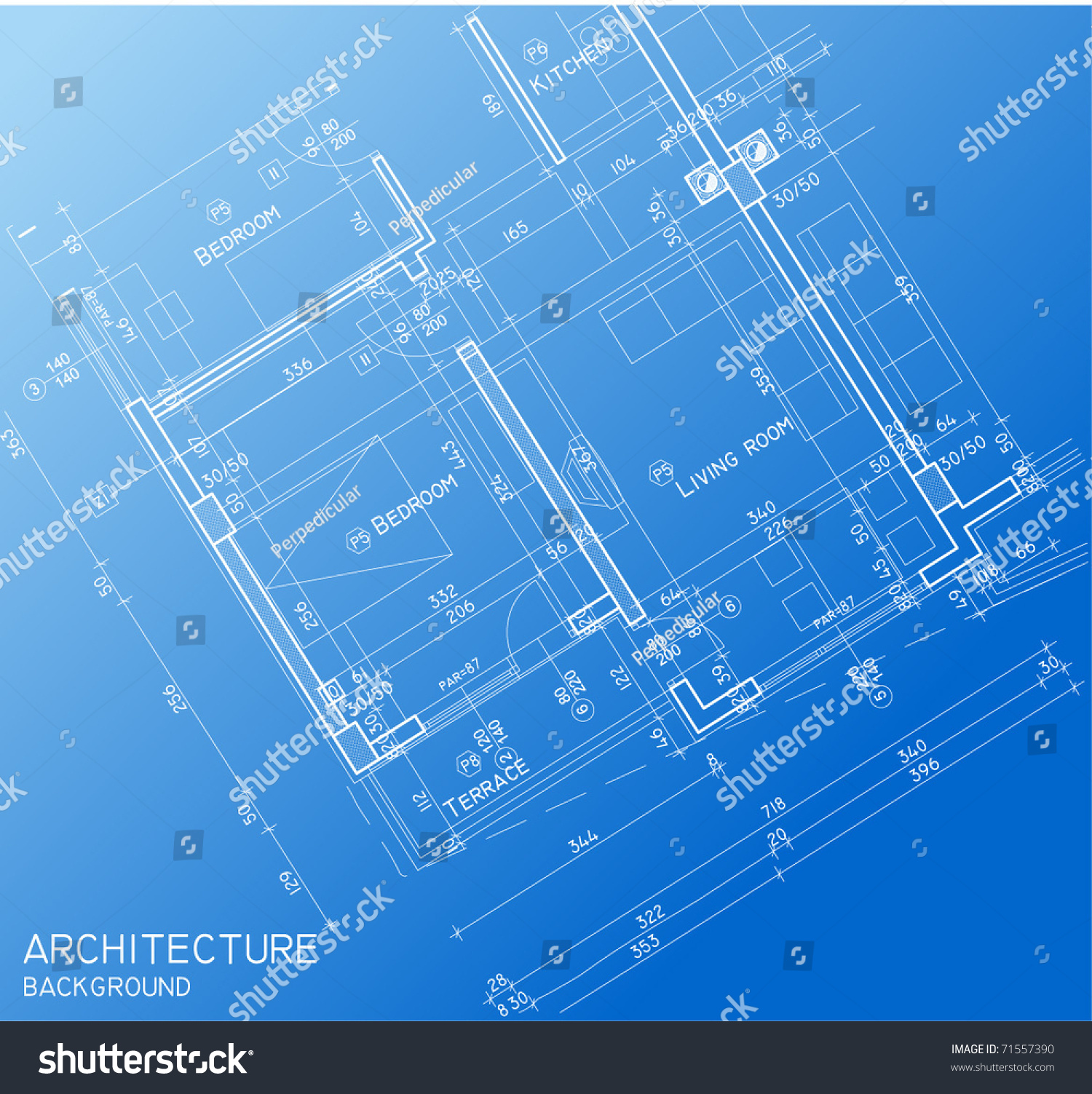 Floor Plan Blueprint Stock Vector 71557390 : Shutterstock