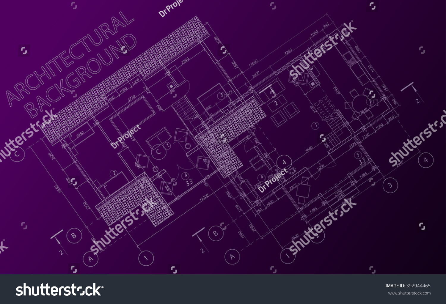 floor-plans-modern-house-detailed-architectural-stock-vektorgrafik