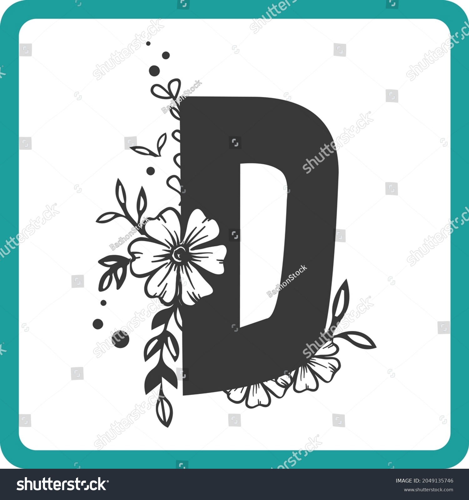 SVG of Floral Alphabet D SVG Design | Typography | Alphabet SVG Cut Files svg