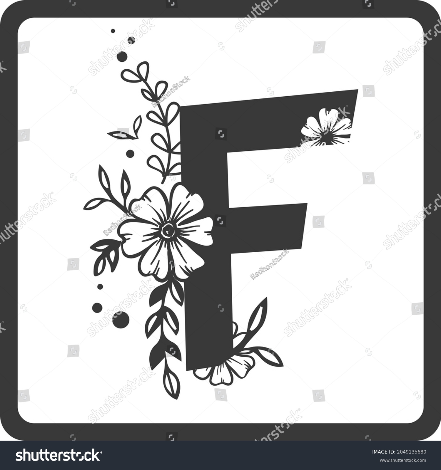 SVG of Floral Alphabet F SVG Design | Typography | Alphabet SVG Cut Files svg