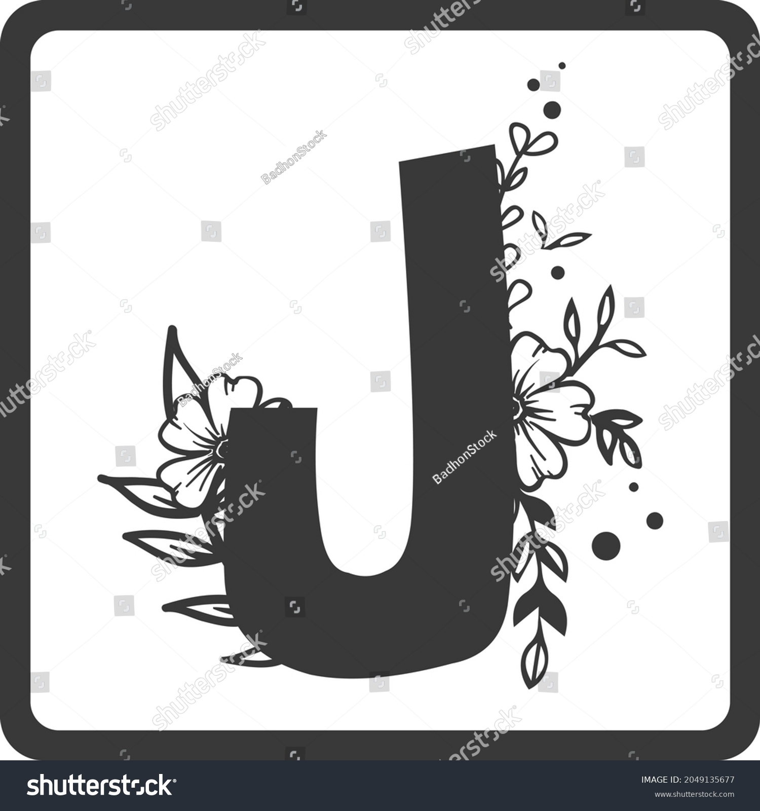 SVG of Floral Alphabet J SVG Design | Typography | Alphabet SVG Cut Files svg