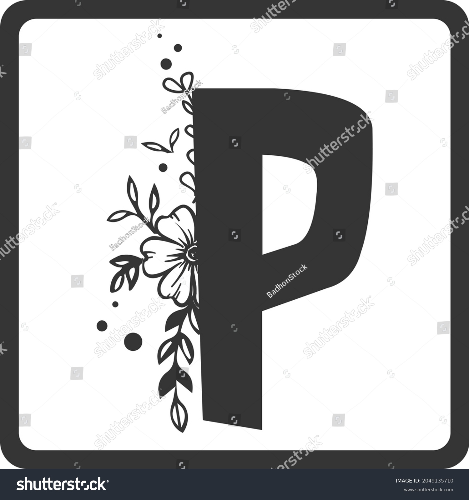 SVG of Floral Alphabet P SVG Design | Typography | Alphabet SVG Cut Files svg