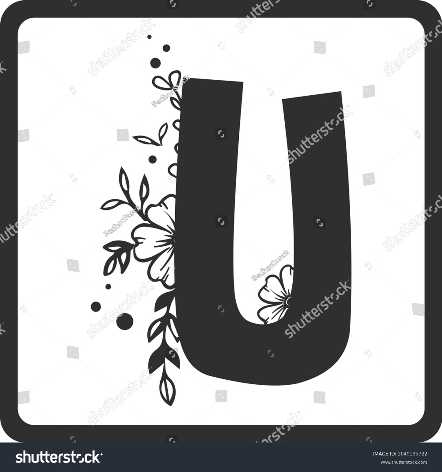 SVG of Floral Alphabet U SVG Design | Typography | Alphabet SVG Cut Files svg