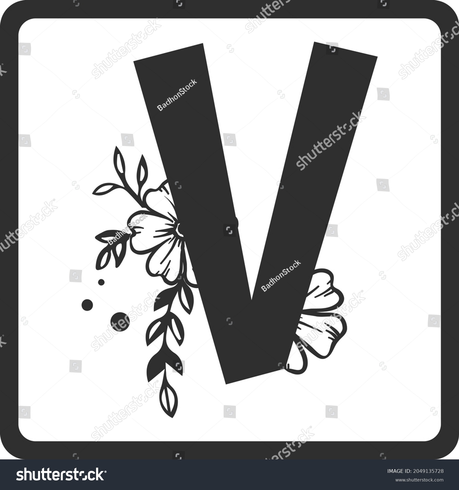 SVG of Floral Alphabet V SVG Design | Typography | Alphabet SVG Cut Files svg