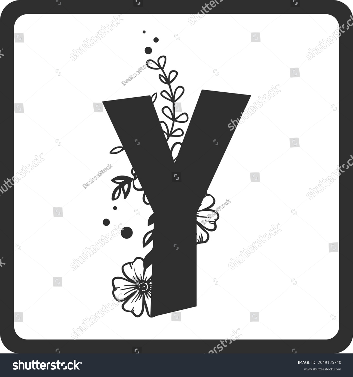 SVG of Floral Alphabet Y SVG Design | Typography | Alphabet SVG Cut Files svg