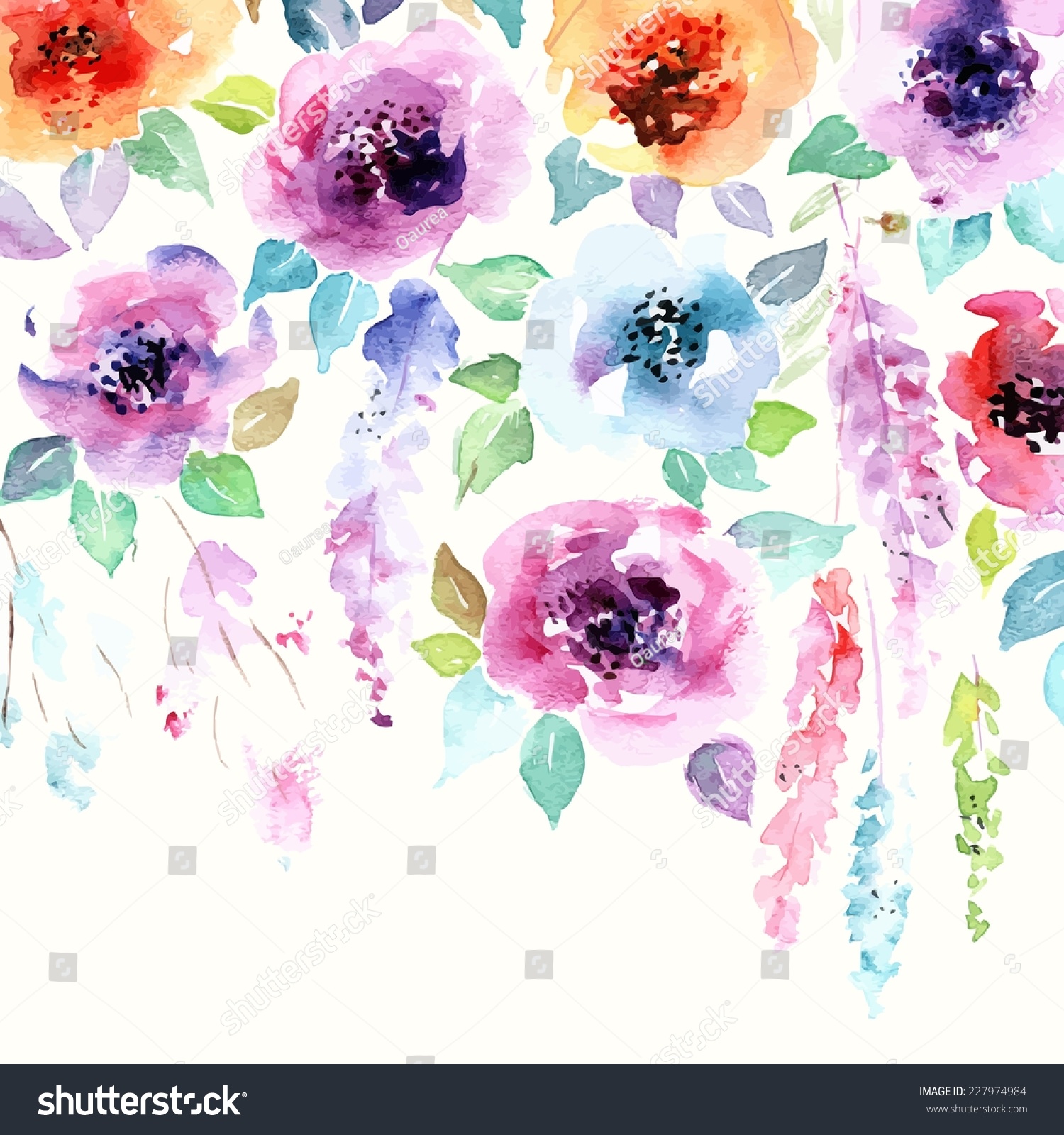 Floral Background Watercolor Floral Bouquet Birthday Stock 