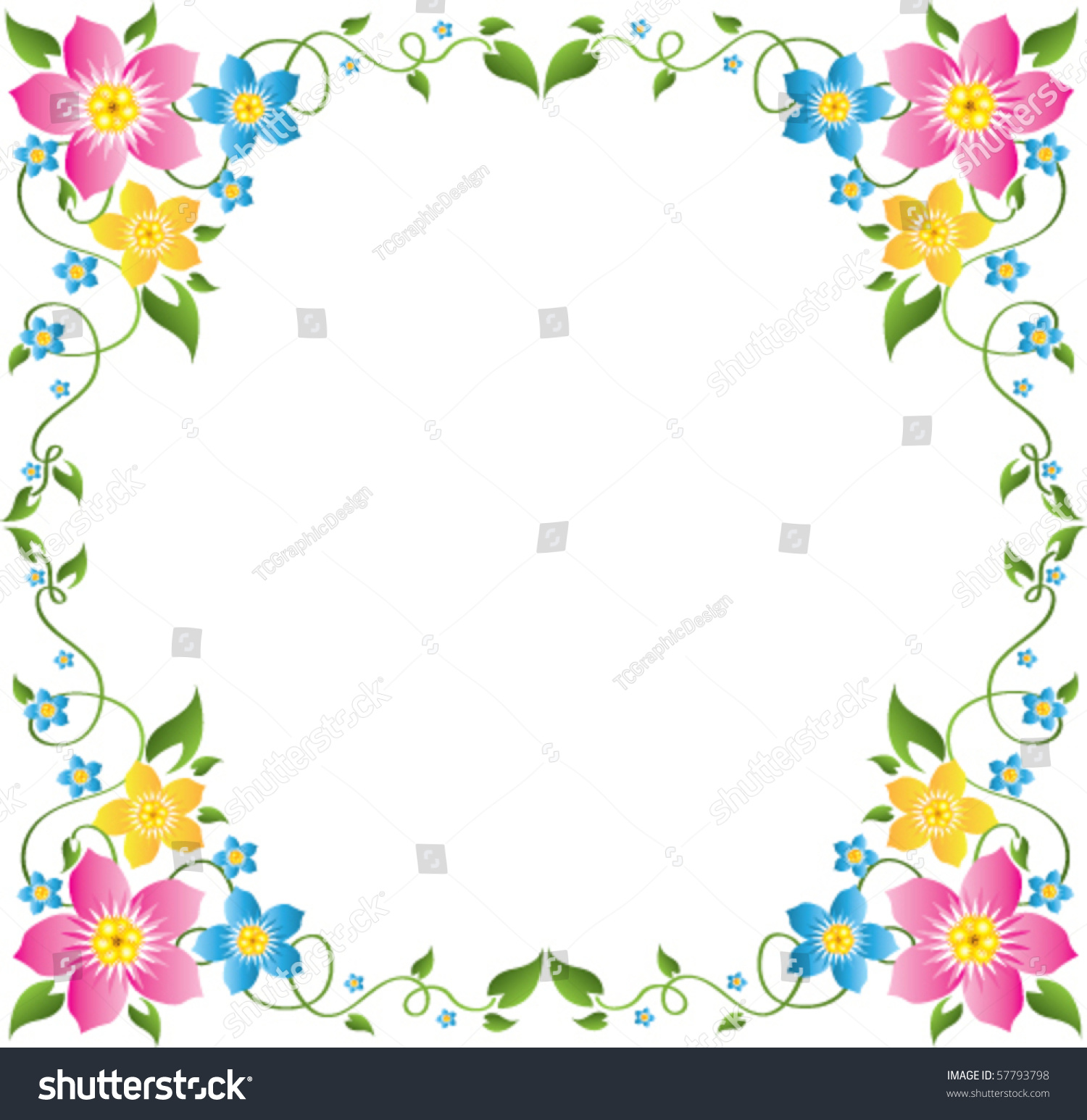 Floral Border / Frame Stock Vector Illustration 57793798 : Shutterstock