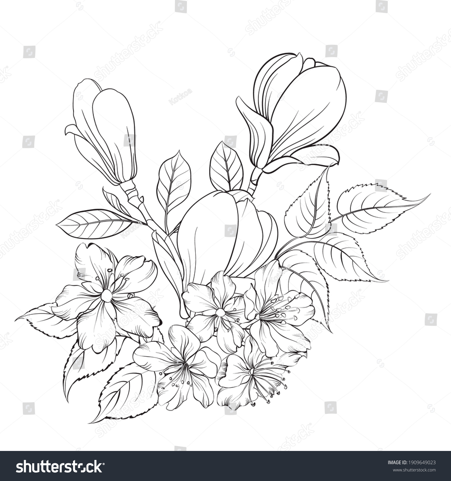 Black white magnolia Images, Stock Photos & Vectors | Shutterstock