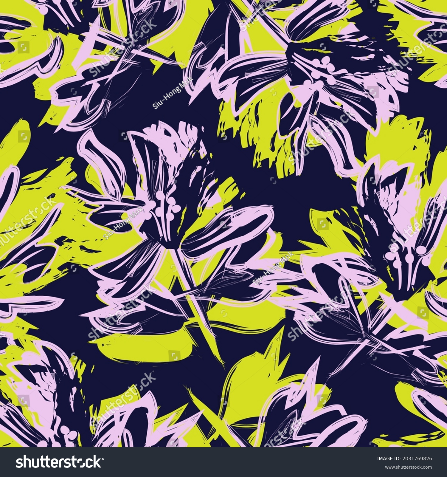 Floral Brush Strokes Seamless Pattern Background Stock Vector Royalty Free