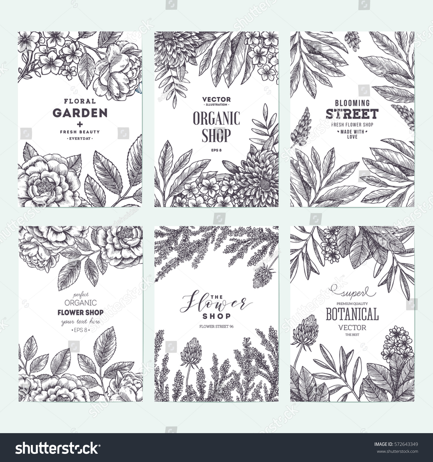 Floral Card Design Templates Flower Frame Stock Vector (Royalty Free