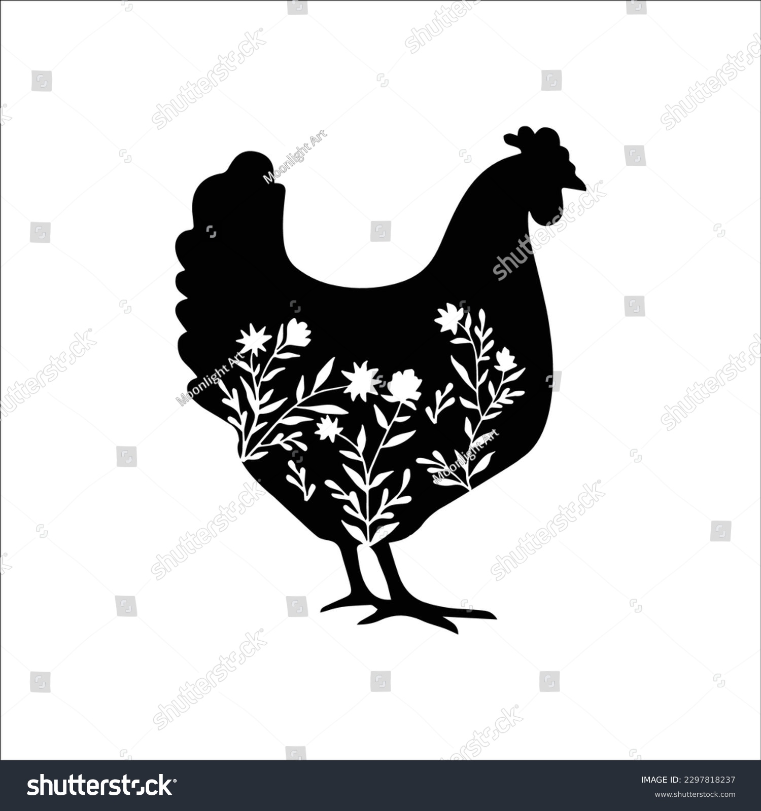 SVG of Floral Chicken SVG, Floral Farm Animals SVG, Chicken, Farmhouse SVG, Farmhouse Sign, Farmhouse Decor svg, Farm Life, Cut File Cricut svg