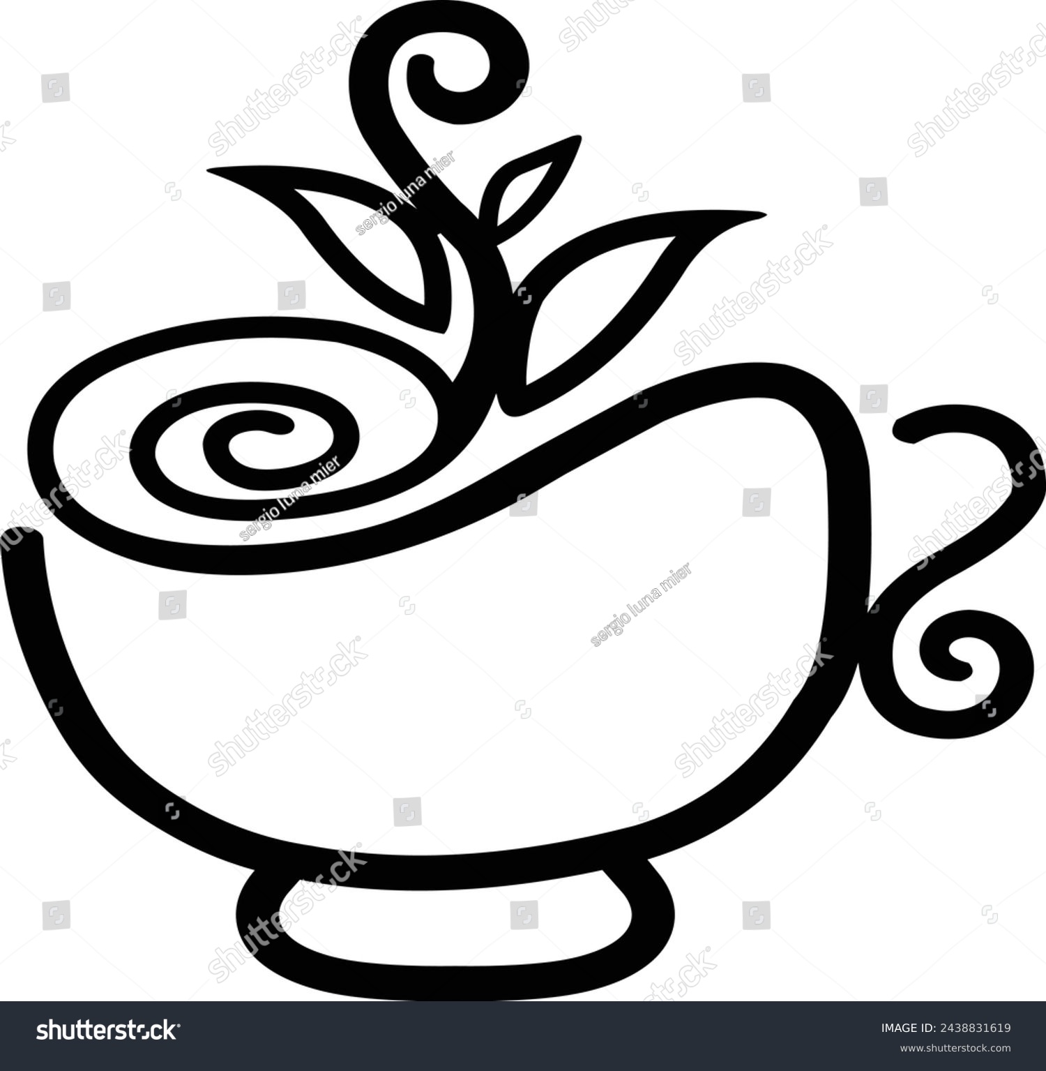 SVG of Floral coffe cup artdxf for laser cutting and plasma svg