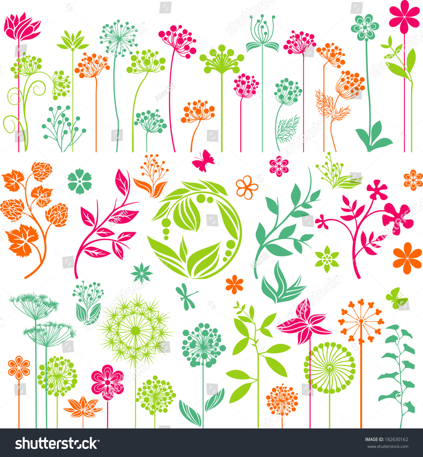 Floral Collection Stock Vector 182630162 - Shutterstock