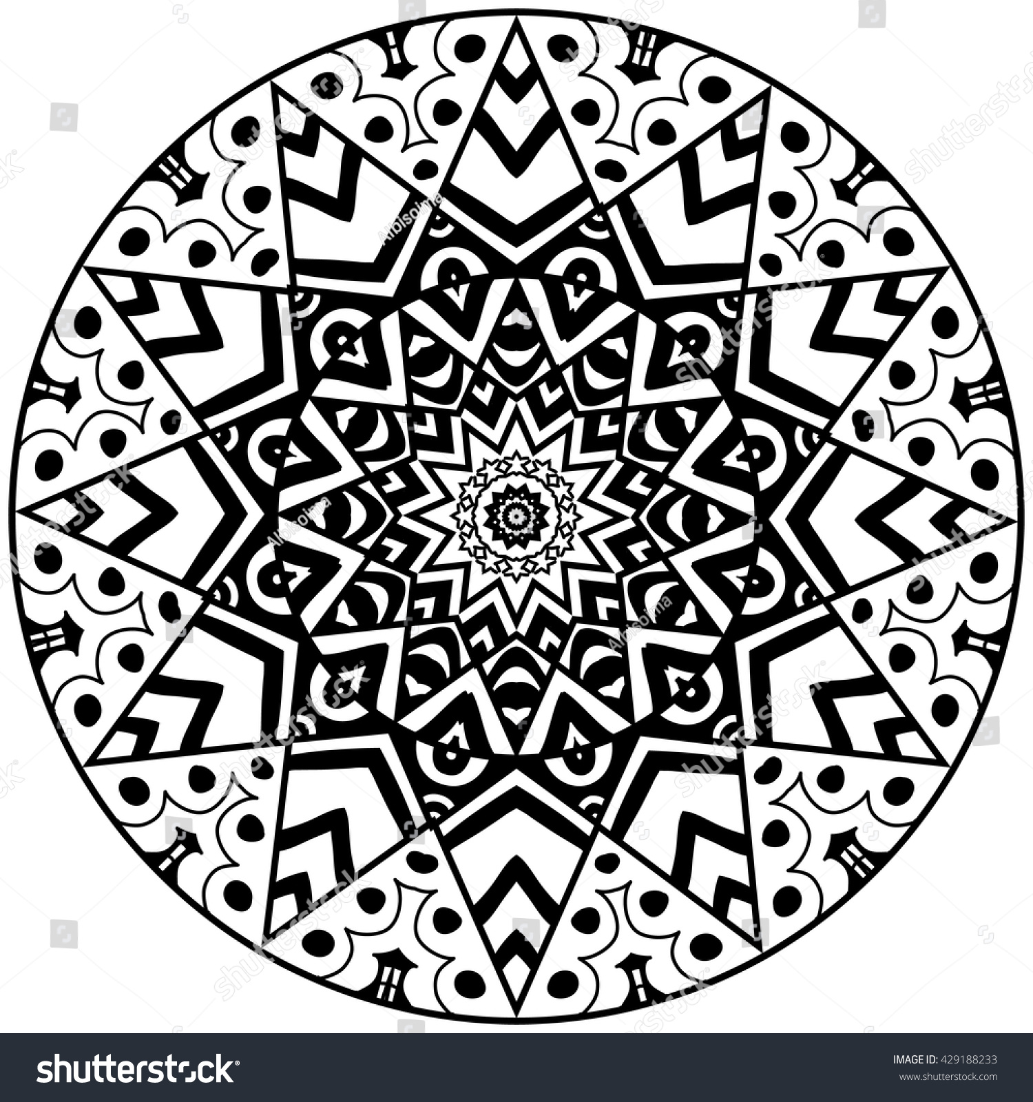 Floral Doodle Art Mandala Hand Drawn Stock Vector Royalty Free