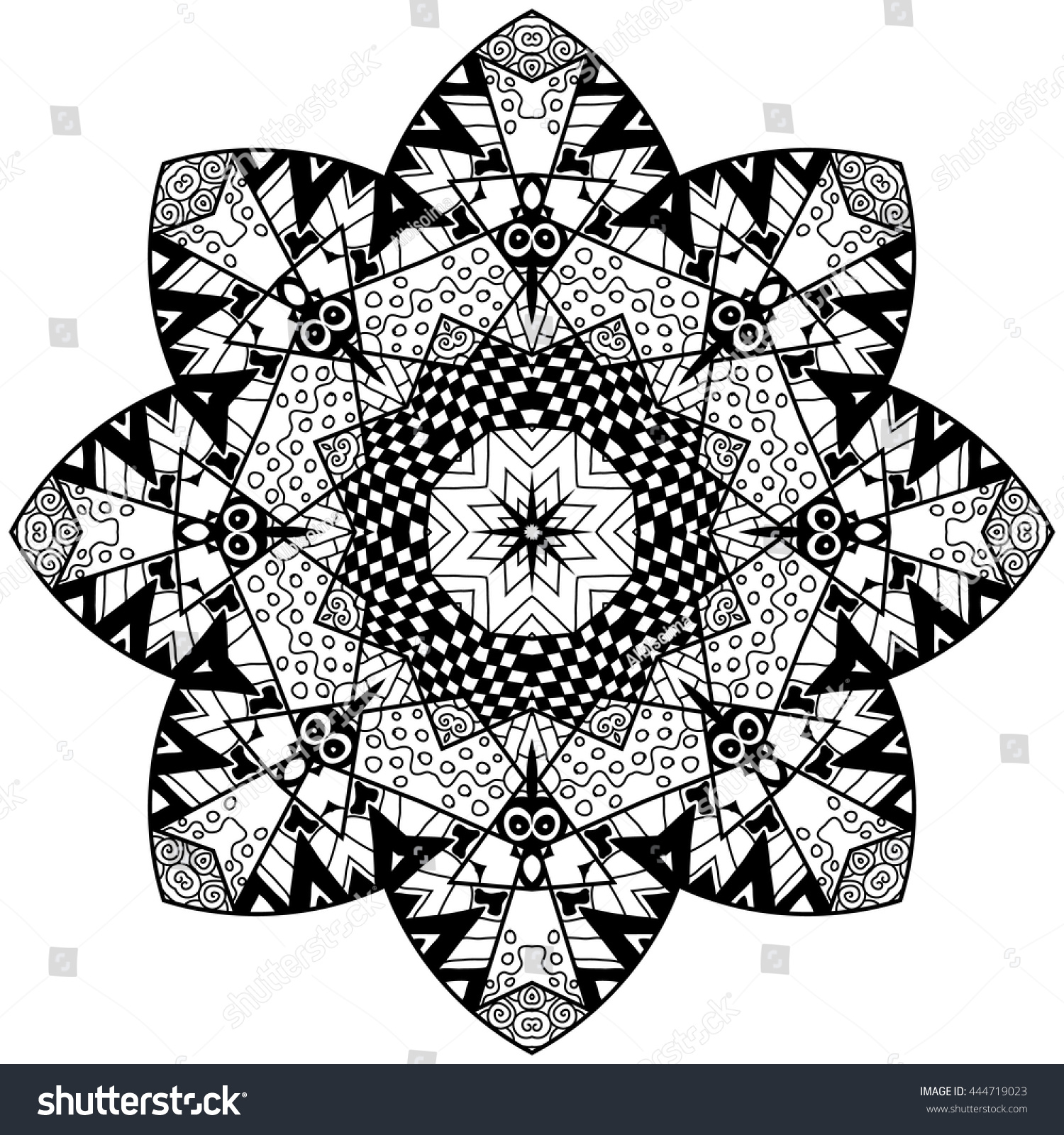 Floral Doodle Art Mandala Hand Drawn Stock Vector Royalty Free