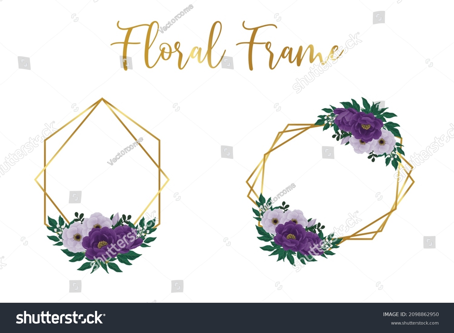 SVG of Floral Frame Purple Peony flower Design Template, Digital watercolor hand drawn svg