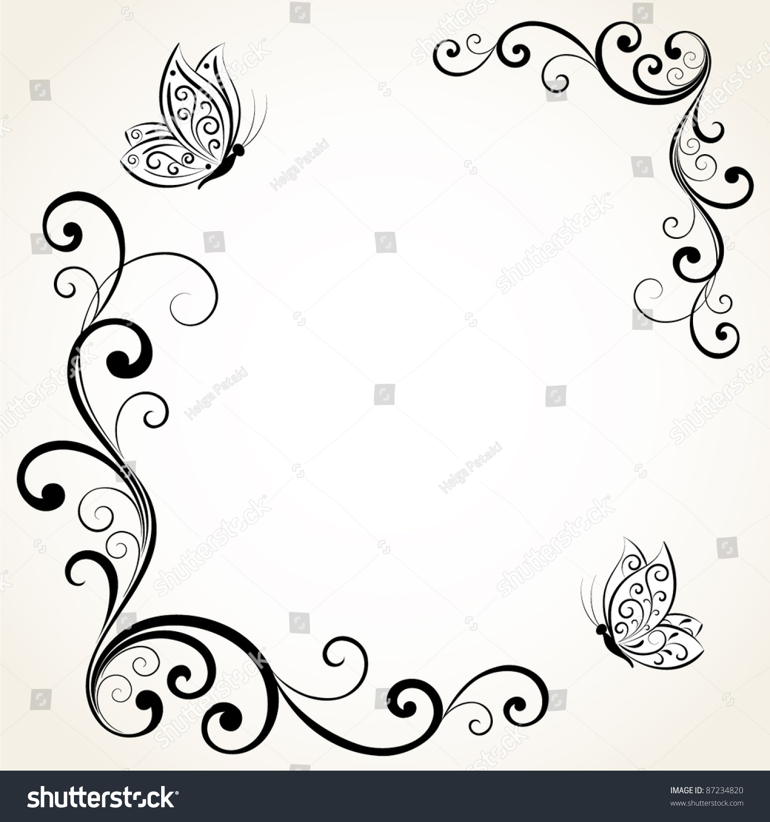 Floral Frame With Butterflies. Element For Design. Stock Vector ...