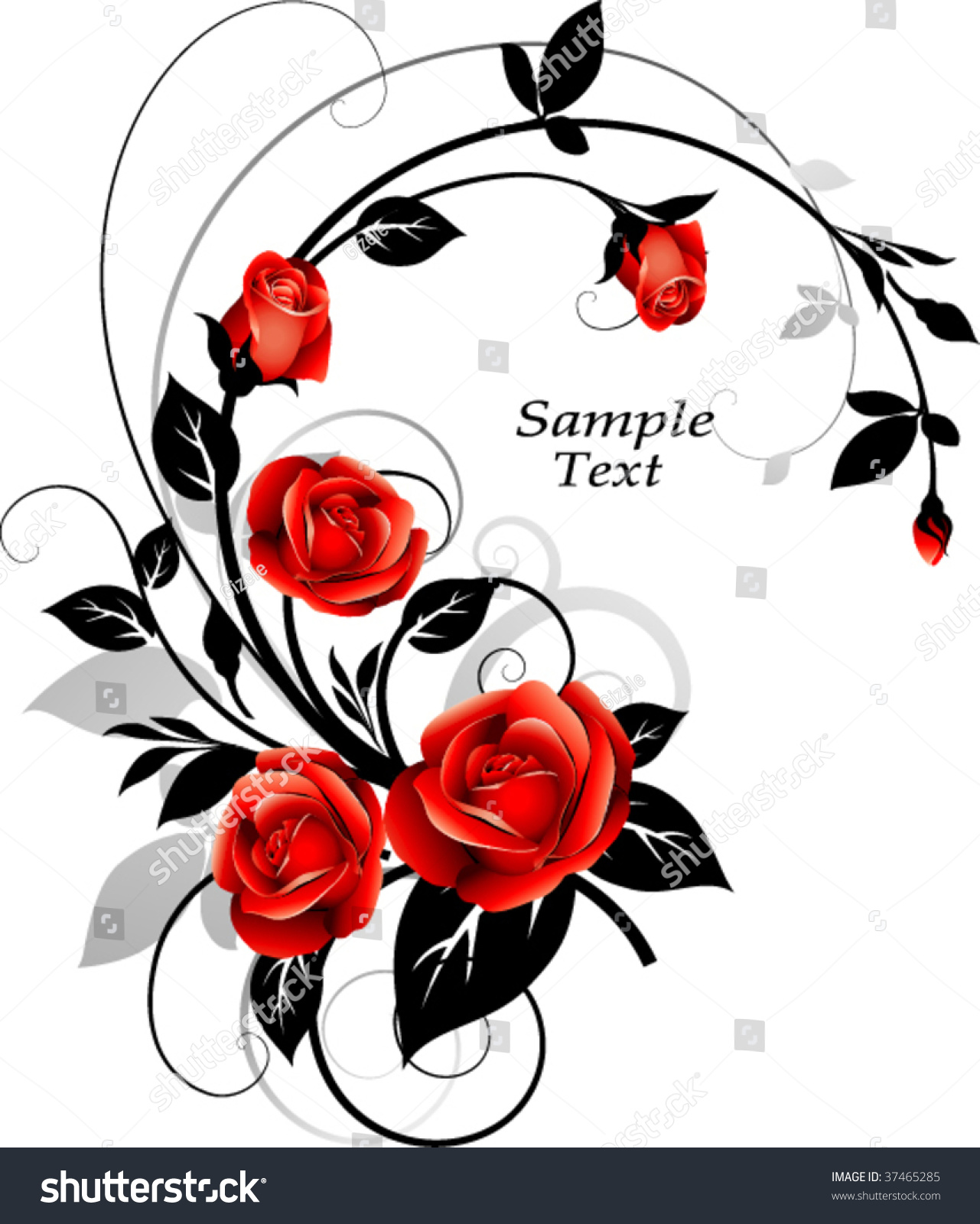 Floral Frame Red Roses Stock Vector Royalty Free 37465285 Shutterstock