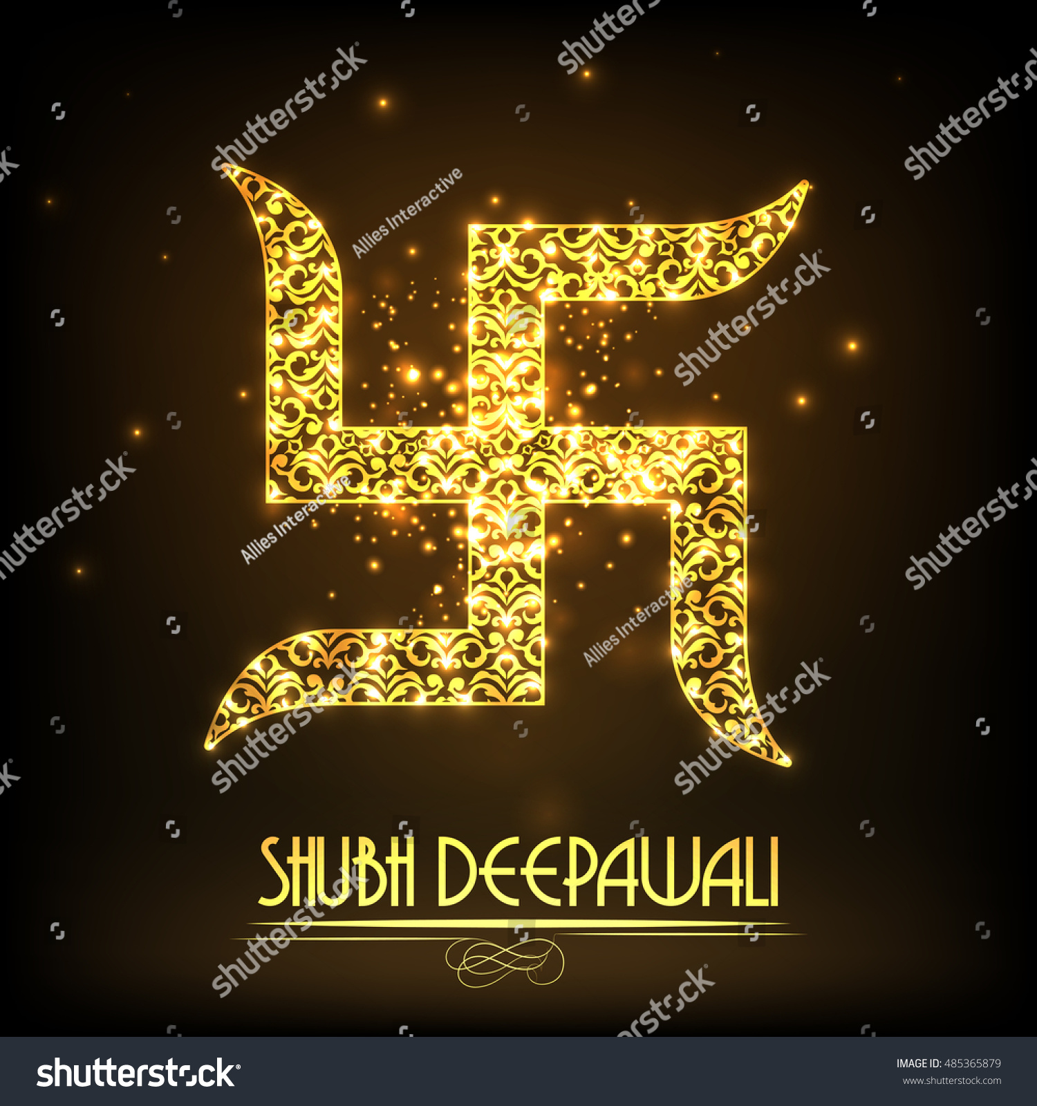 Floral Golden Swastika Symbol Indian Traditional Stock Vector (Royalty ...