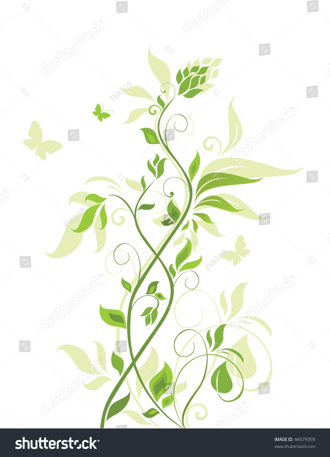 Floral Green Border Stock Vector Illustration 44579359 : Shutterstock