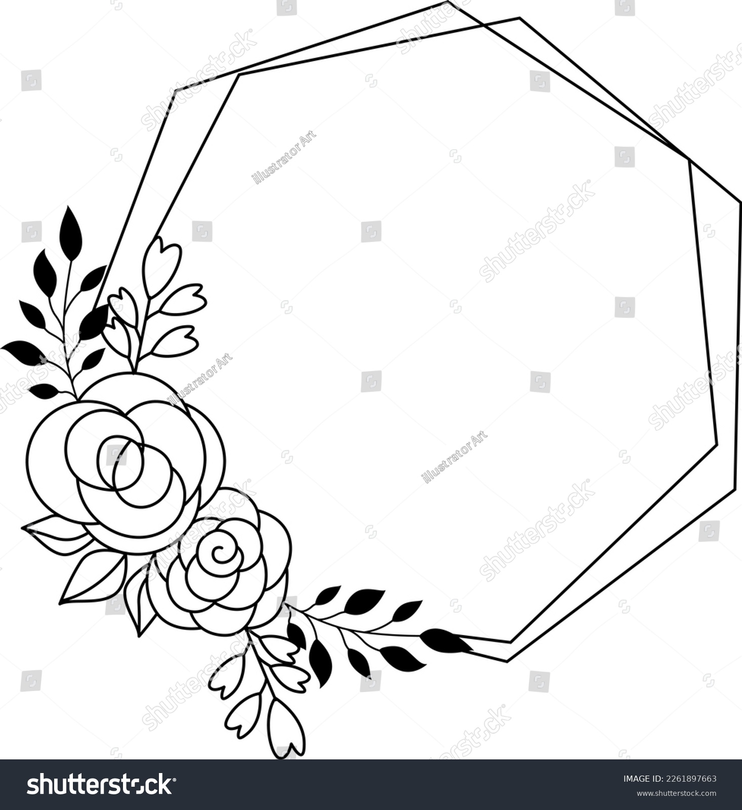 SVG of Floral Hexagon Frame SVG, Circle Frames SVG svg