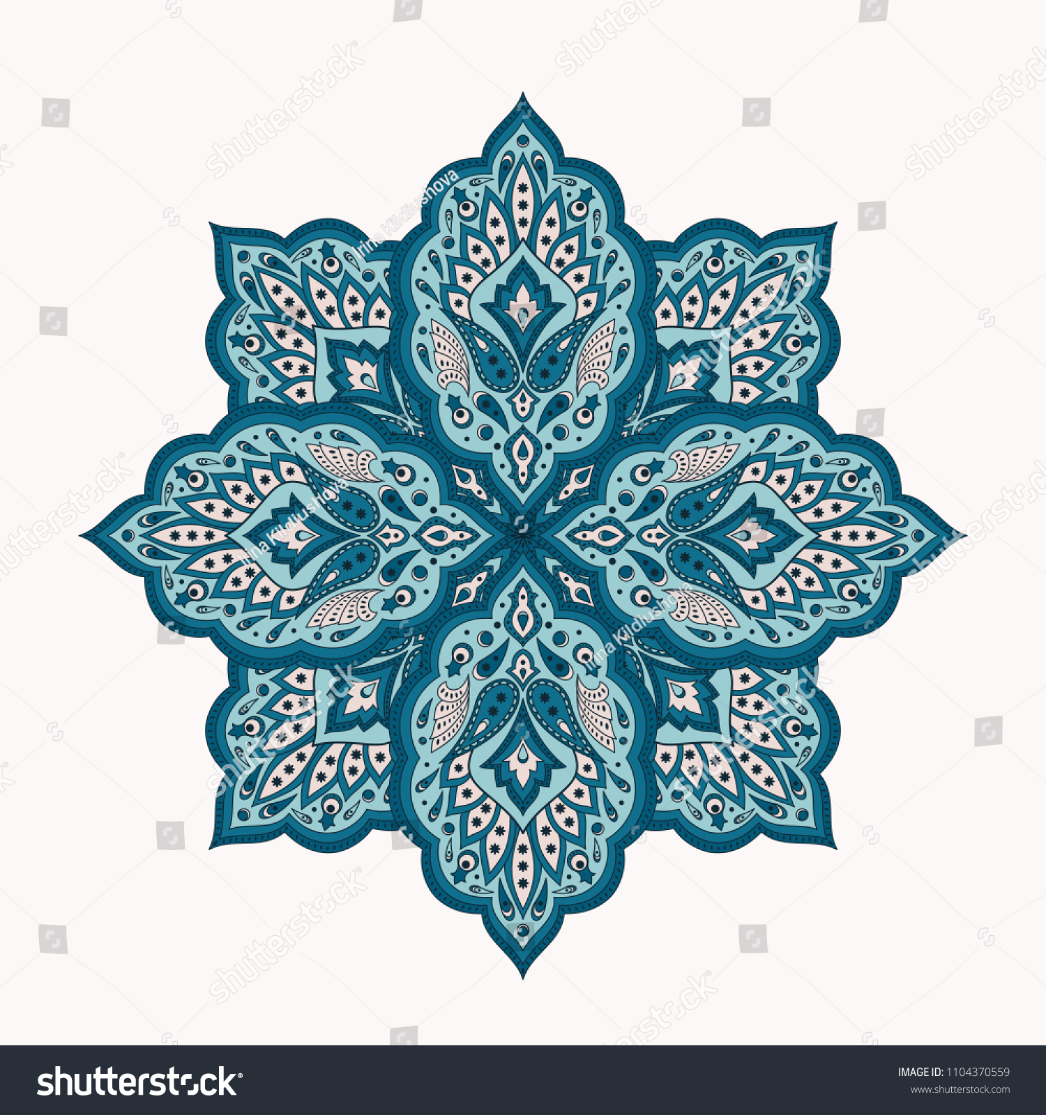 Floral Indian Mandala With Paisley Pattern Vector Eastern Flower Medallion Floral Indian Mandala With Paisley Pattern Vector Eastern Flower Medallion