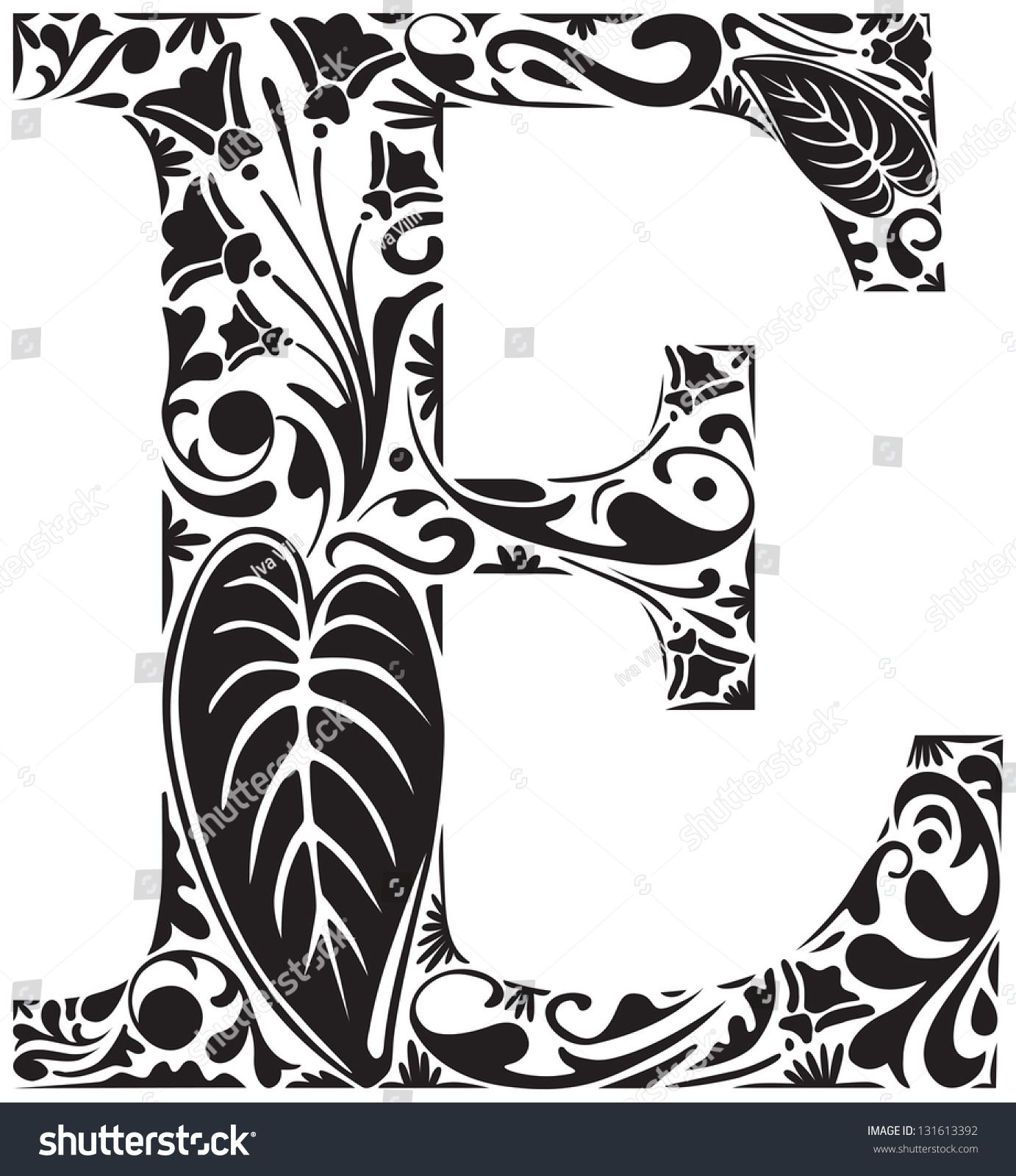 letter vector capital r E Floral Capital Stock Initial Vector 131613392 Letter