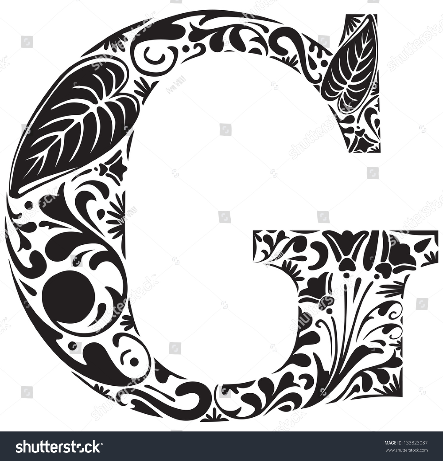 letter vector g capital Stock Vector Initial Letter Capital 133823087 G Floral