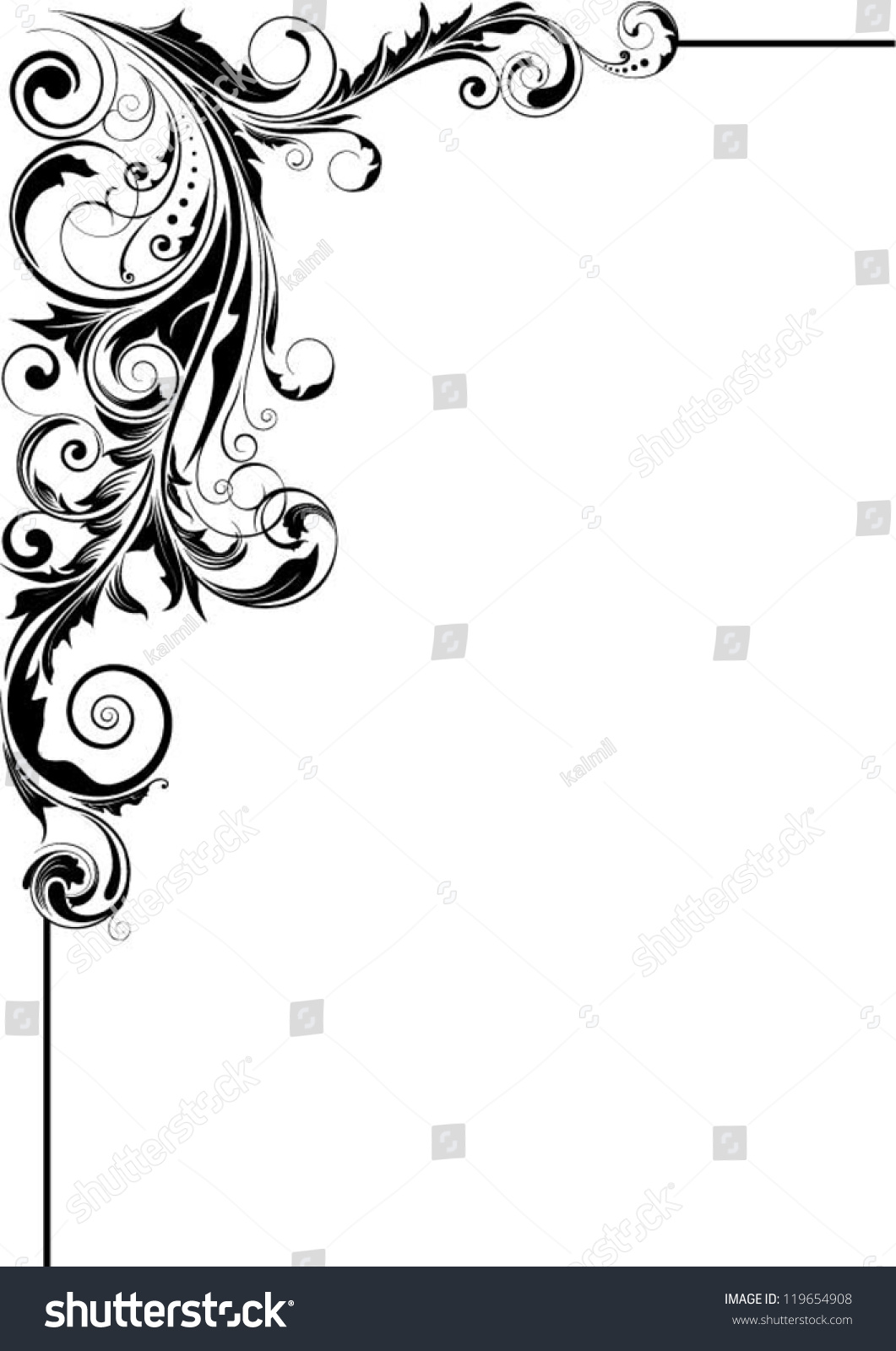 Floral Leaf Corner Design Stock Vector Illustration 119654908 ...