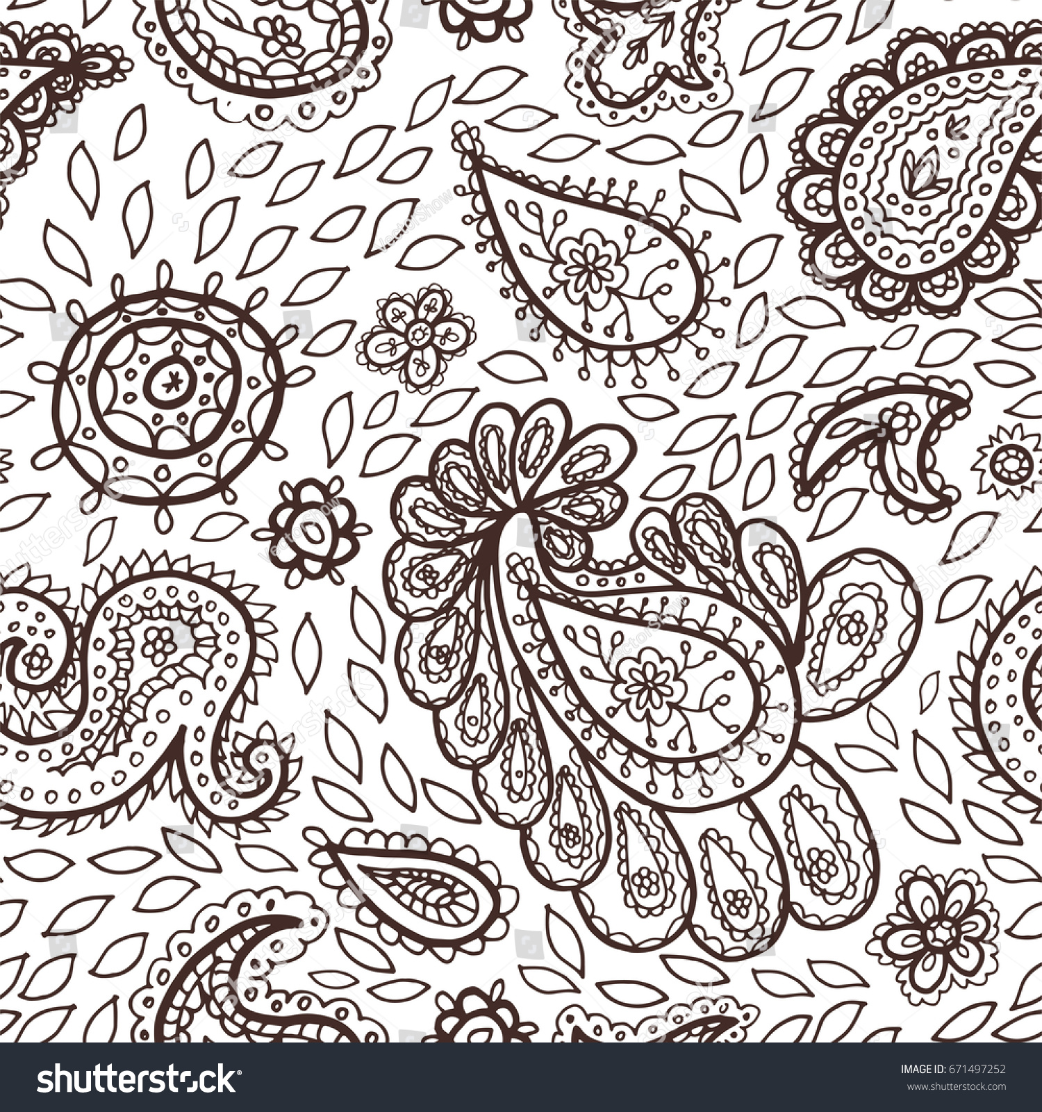 Vector Seamless Monochrome Floral Pattern Hand Drawn Floral stock vector floral mehendi pattern ornament vector illustration hand drawn henna mhendi pattern india tribal