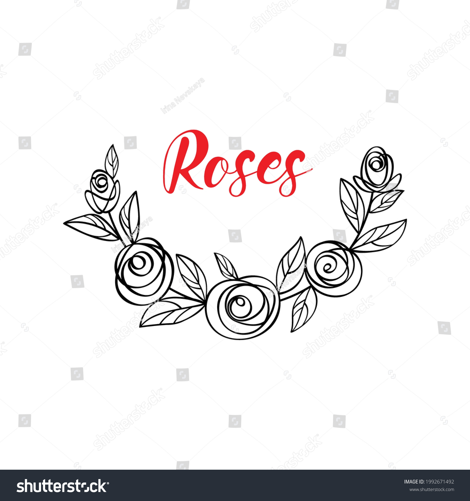 SVG of Floral monogram in the form of  semicircular frame on an isolated white background. Rose flower wreath. Silhouette for plotter cutting SVG format. Frame for decorating names at wedding or celebrate svg
