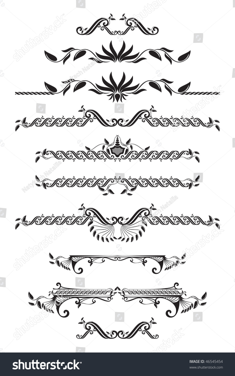 Floral Ornament Set Design Elements Stock Vector (Royalty Free) 46545454