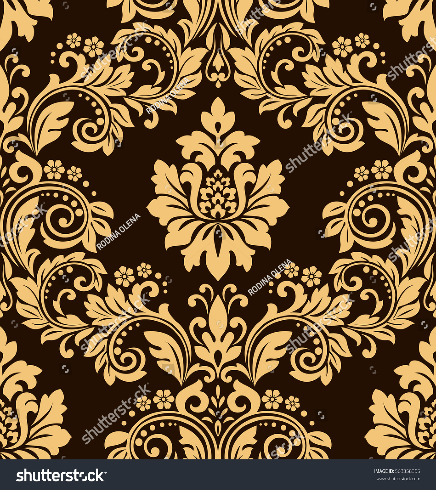 Floral Pattern Wallpaper Baroque Damask Seamless Stock Vector Royalty Free 563358355