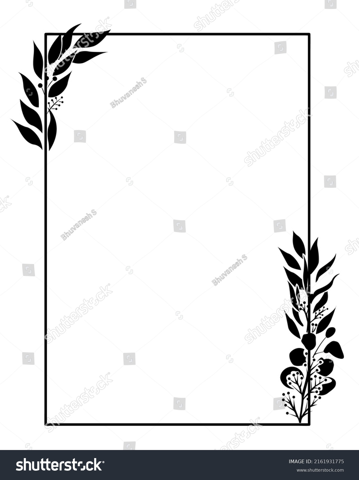 Floral Rectangular Frame Border Design Isolated Stock Vector Royalty Free 2161931775 4314