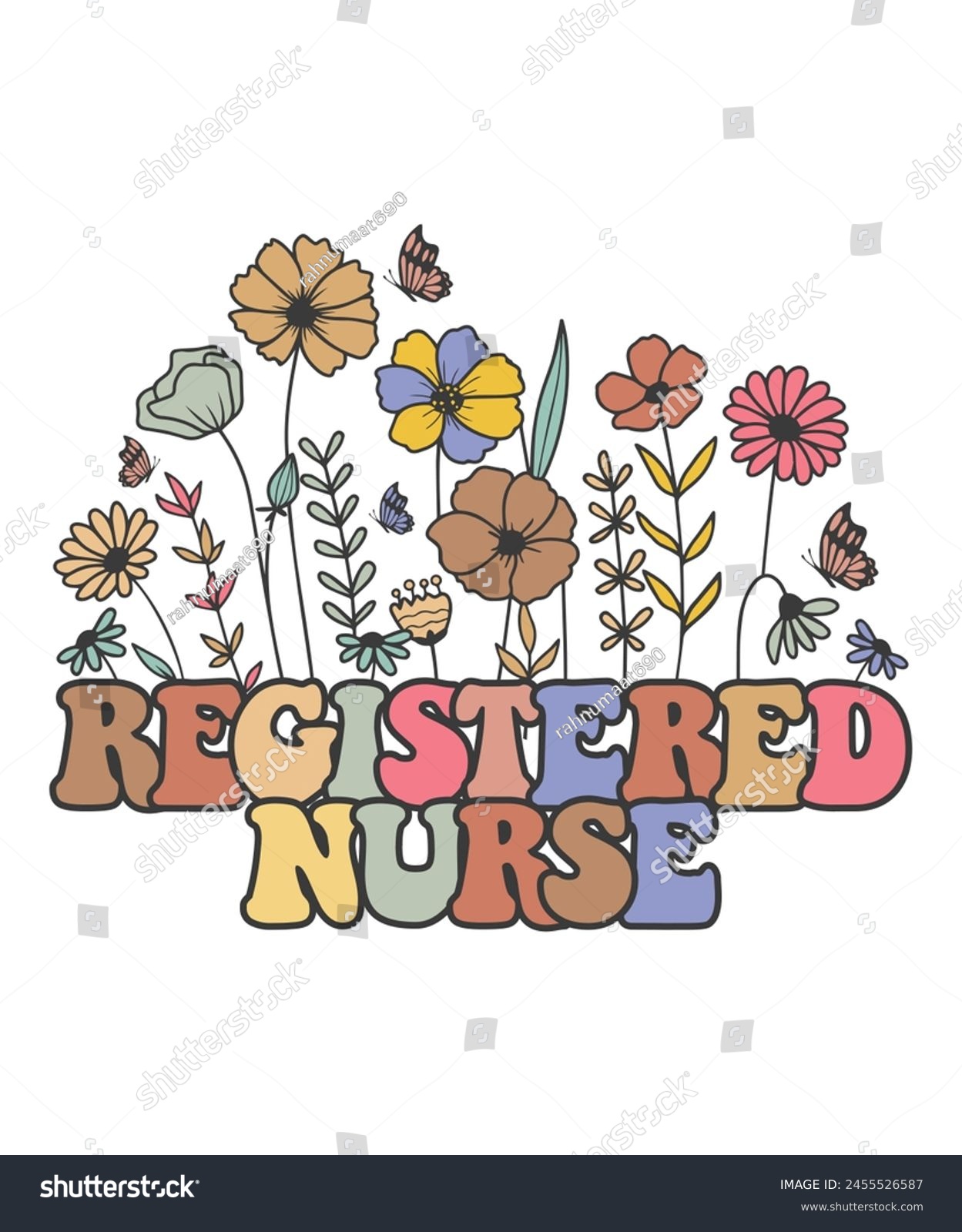 SVG of Floral registered nurse vintage Flower profession svg