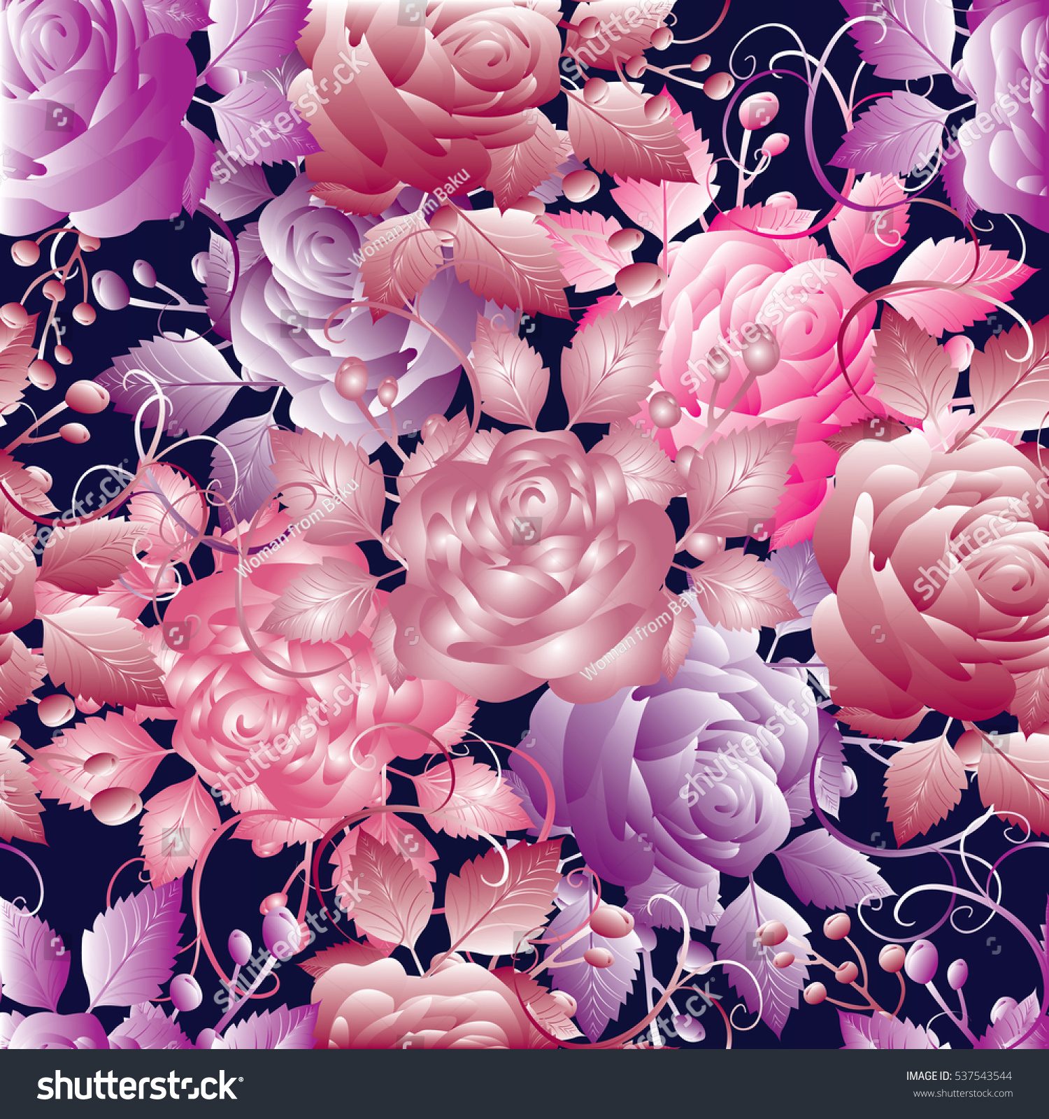 floral seamless pattern 3 d flowers background のベクター画像素材