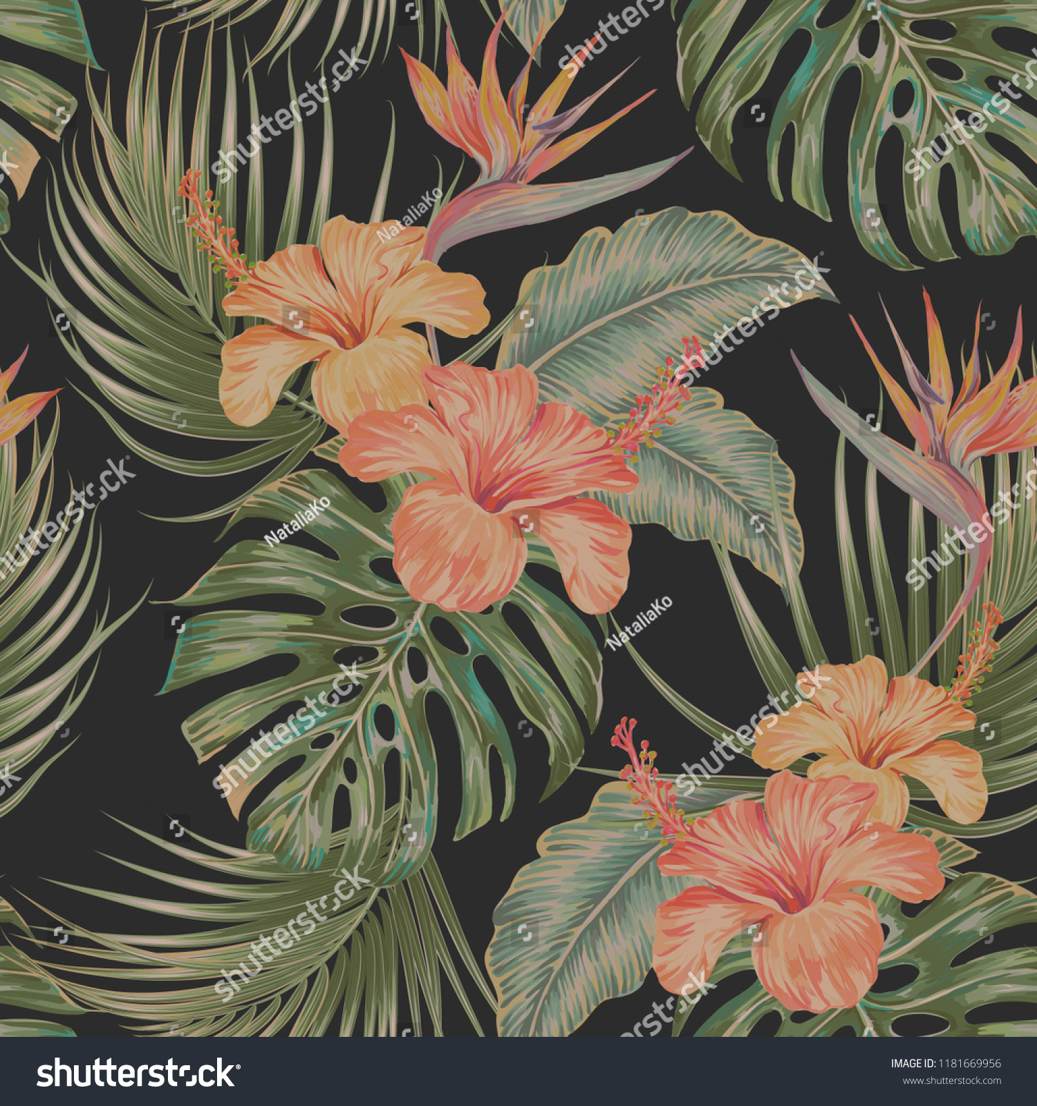 Floral Tropical Vector Seamless Pattern Background Stock Vector Royalty Free