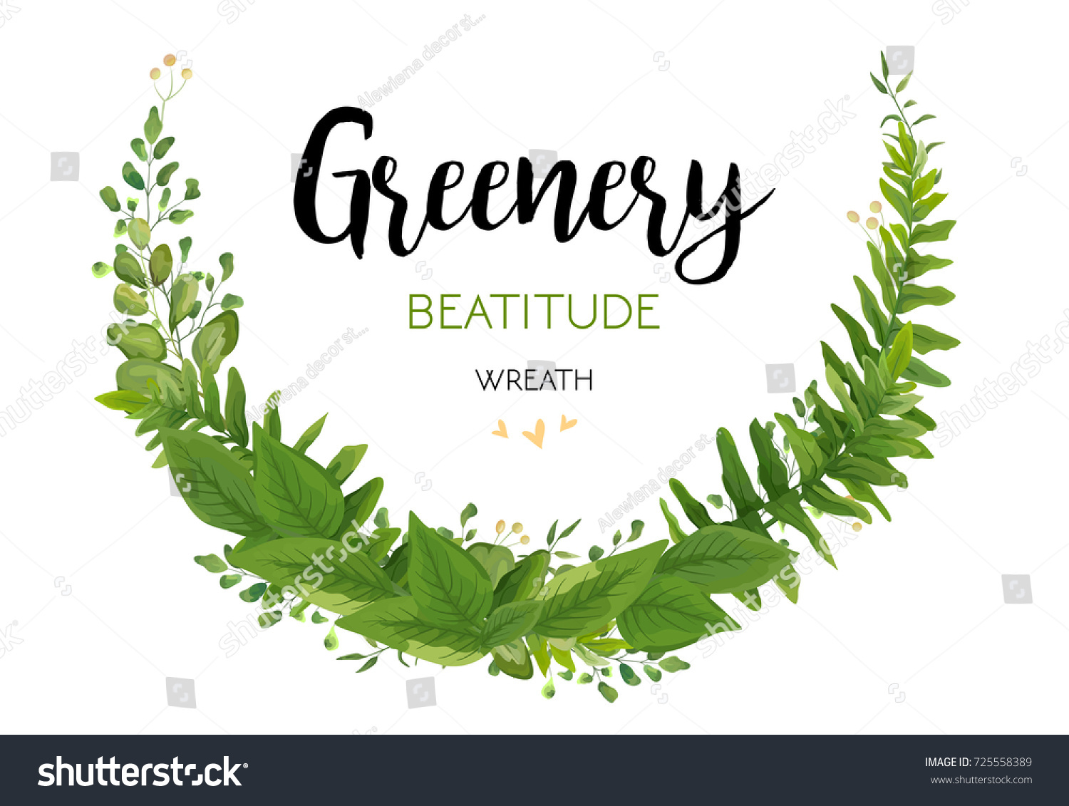 SVG of Floral vector invite card with green Eucalyptus fern leaves elegant greenery, berry  forest half round wreath border print. Vector garden illustration, Wedding Invitation, cute design element on white svg