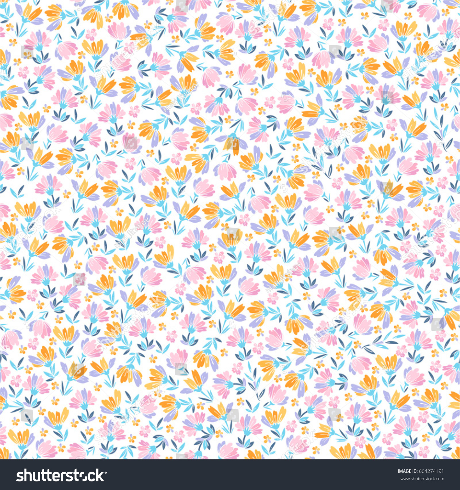 Floral Vector Seamless Pattern Daisy Lilly Stock Vector (Royalty Free ...