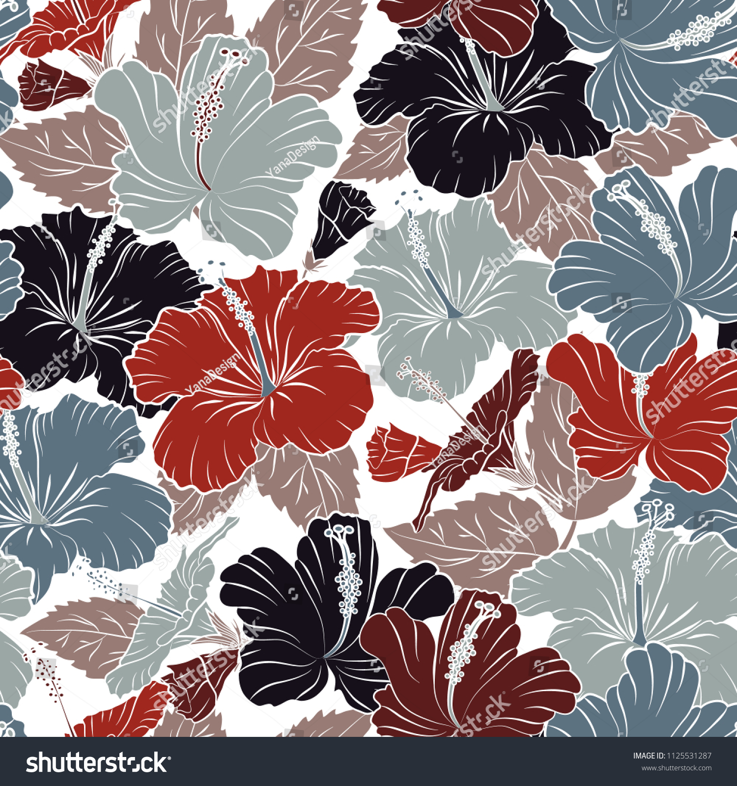 Floral Vintage Seamless Pattern White Gray Stock Vector Royalty Free 1125531287