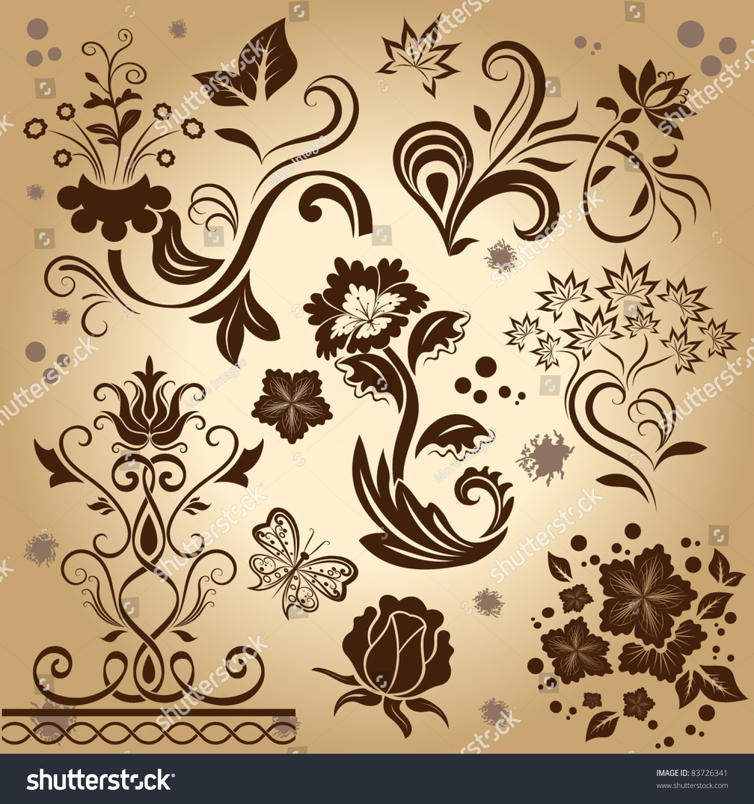 Floral Vintage Vector Design Elements Stock Vector 83726341 - Shutterstock