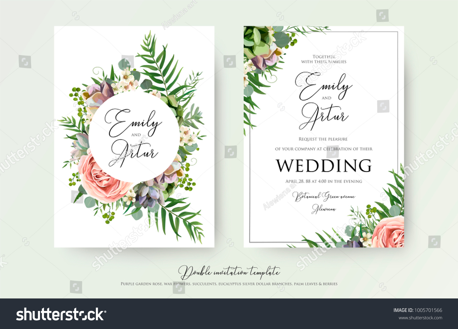 vetor stock de floral wedding invitation elegant invite thank livre