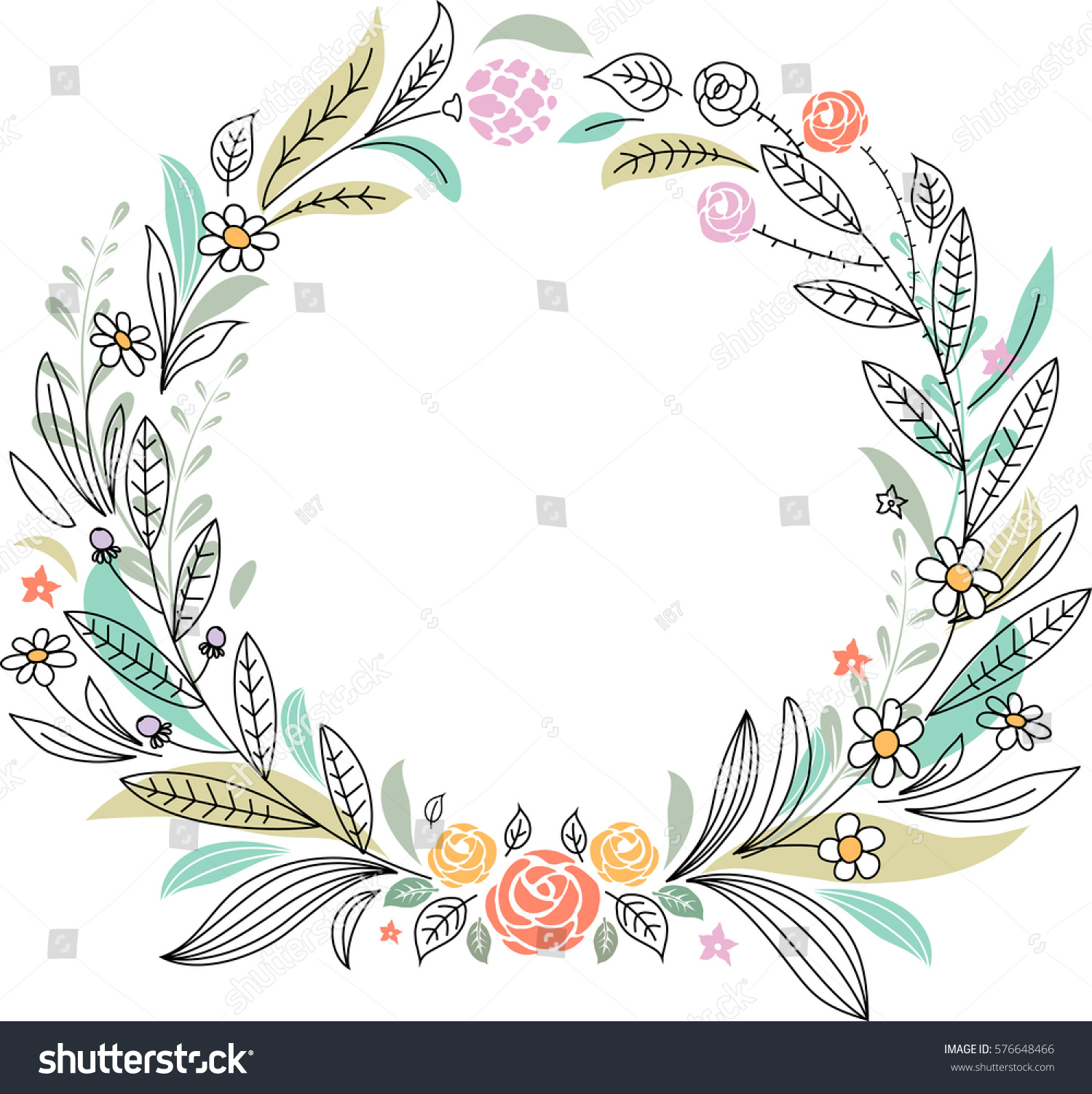 Floral Wreath Stock Vector 576648466 - Shutterstock