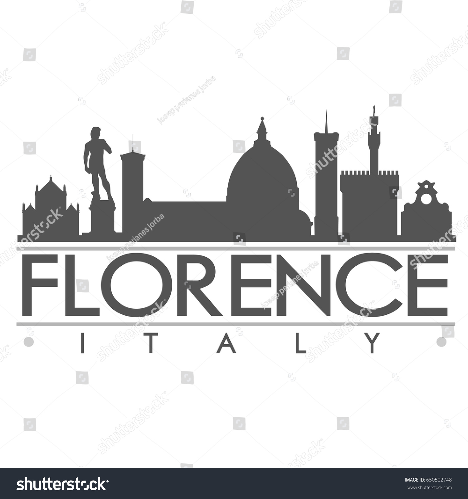 Florence Skyline Silhouette Skyline Stamp Vektorillustration Stock