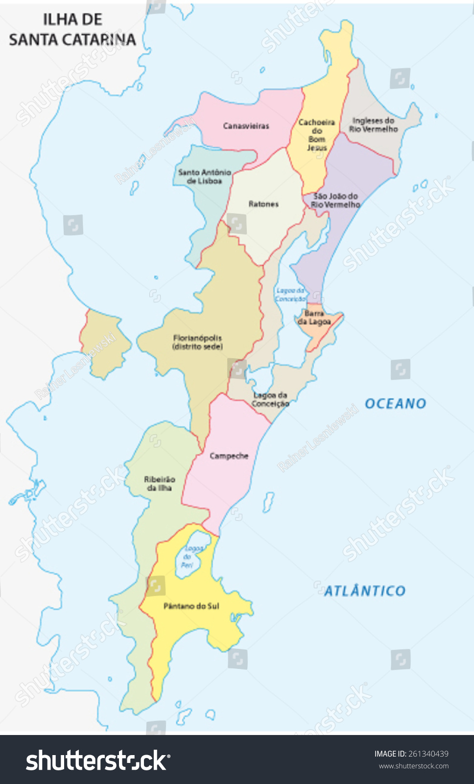 Florianopolis District Map Stock Vector (Royalty Free) 261340439 ...