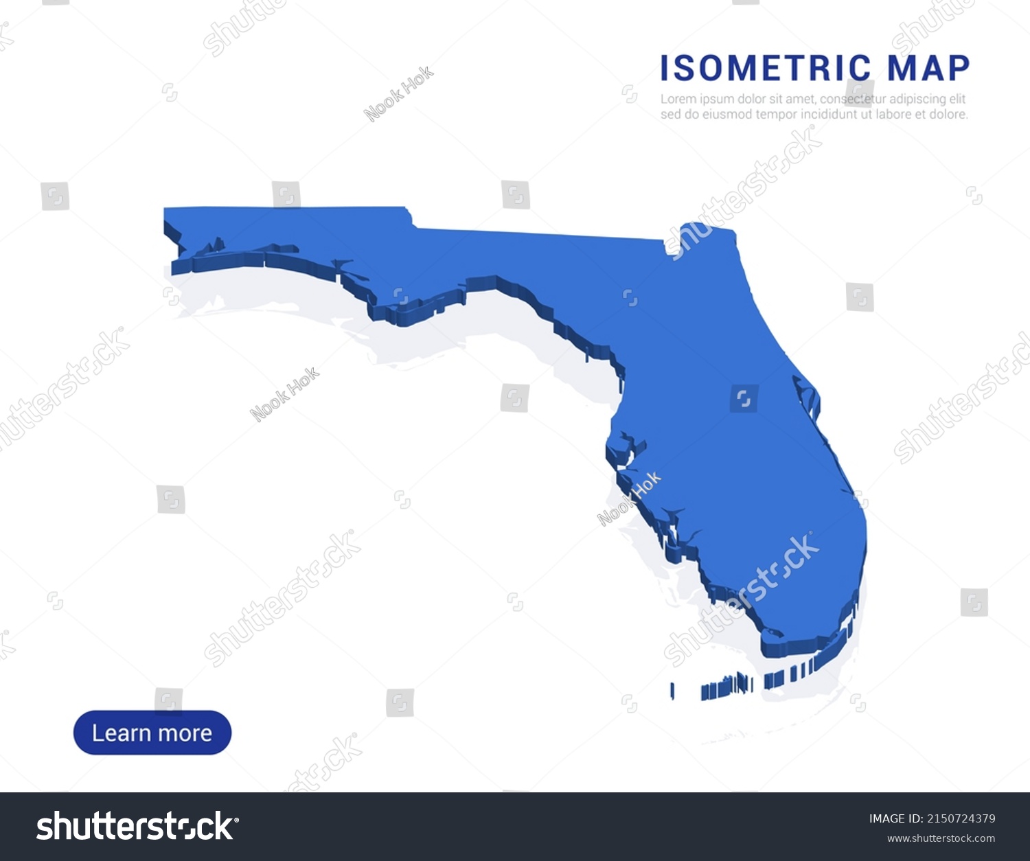 Florida Map Blue Isolated On White Stock Vector (Royalty Free ...